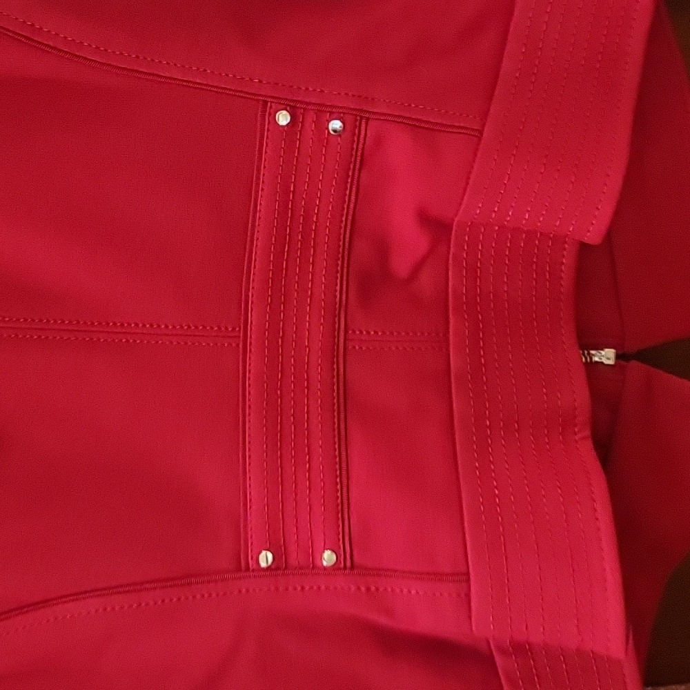 WHBM | Red Moto Style Office Jacket with Ruffle Detail - size 10P - Picture 9 of 12
